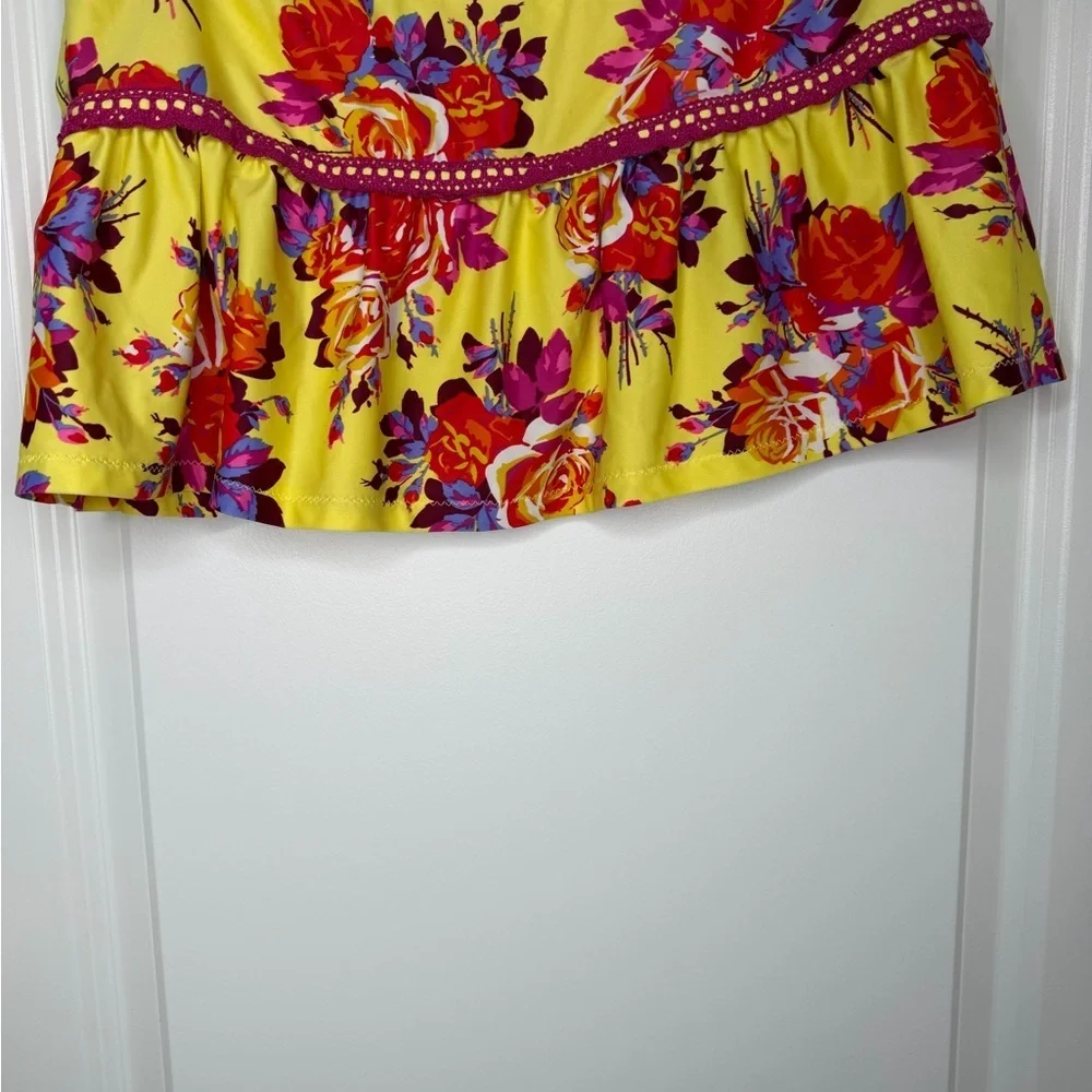 Betsey Johnson Yellow Floral Mini Swim Skirt Fun and Festive Size XS - S